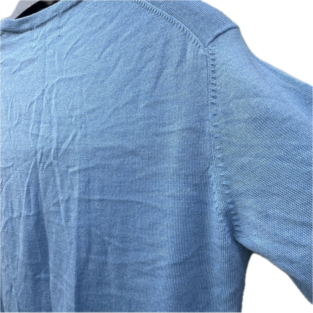 Calvin Klein Extra-Fine Merino Wool Sweater Baby Blue V-Neck NWT European Yarn L - Picture 11 of 15